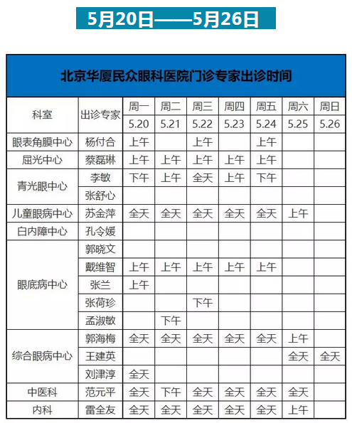 5月20日—5月26日华厦眼科医院门诊专家出诊表出炉.png